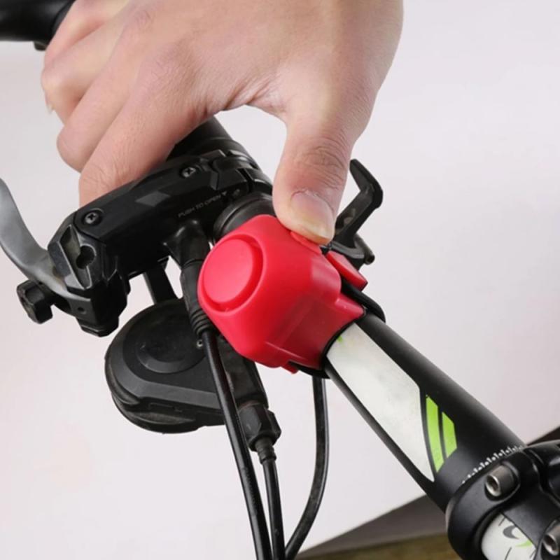Stevvex electric bicycle horn mounted on a handlebar in sporty black finish
