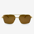 Bimini modern aviator sunglasses with gold metal frames and wood accents.