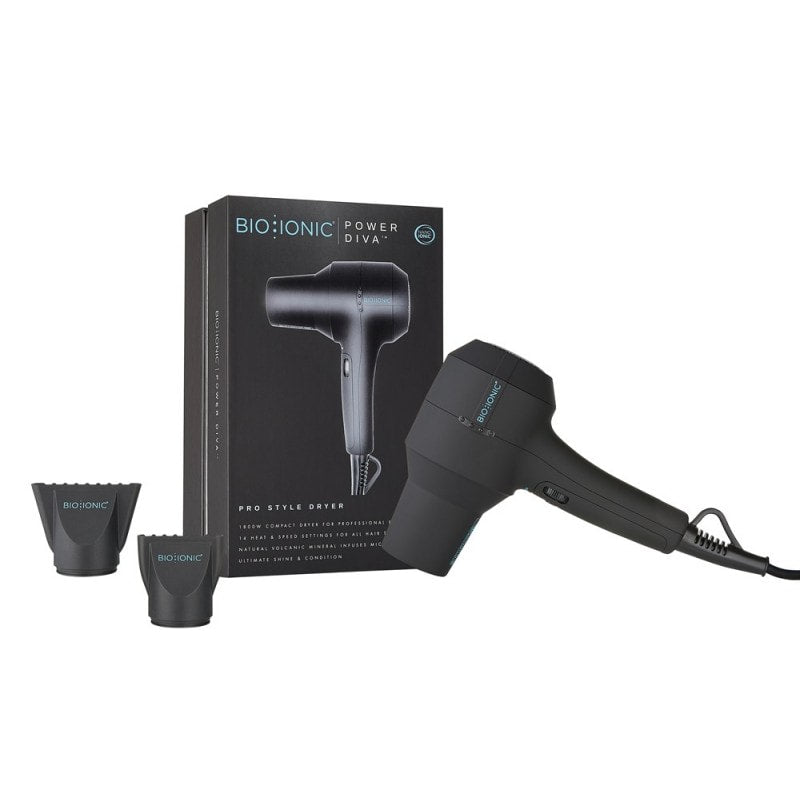 Professional Power Diva Compact Hair Dryer in Matte Black