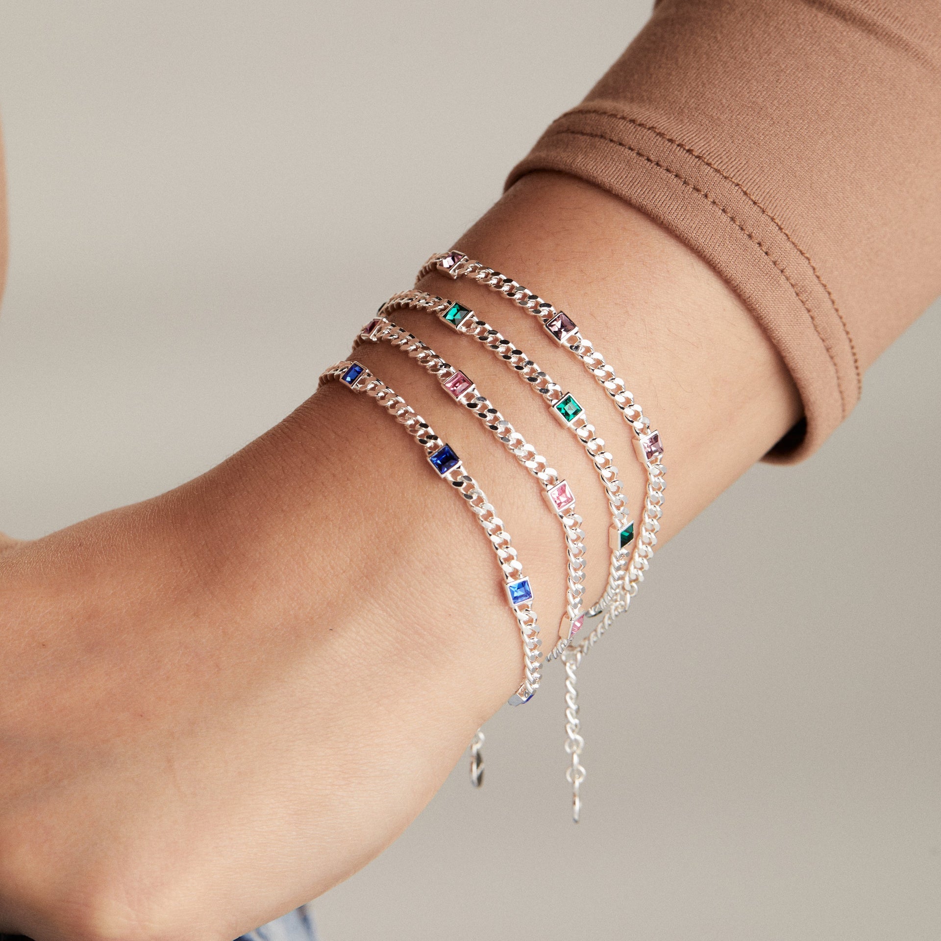 Light Amethyst Curb Chain Bracelet - June Birthstone Jewelry