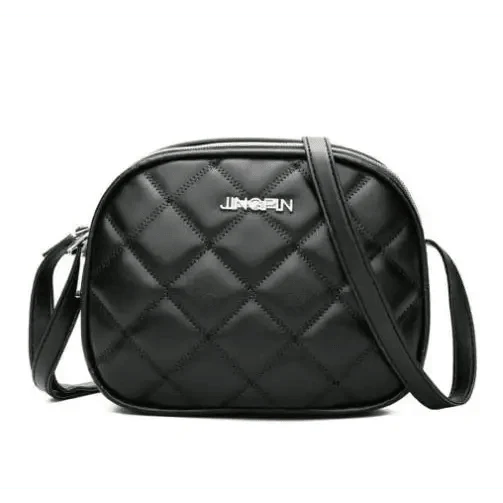 Black Designer Style Shoulder Crossbody Bag with Lock Closure