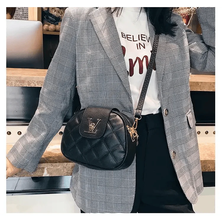 Black Designer Style Shoulder Crossbody Bag with Lock Closure