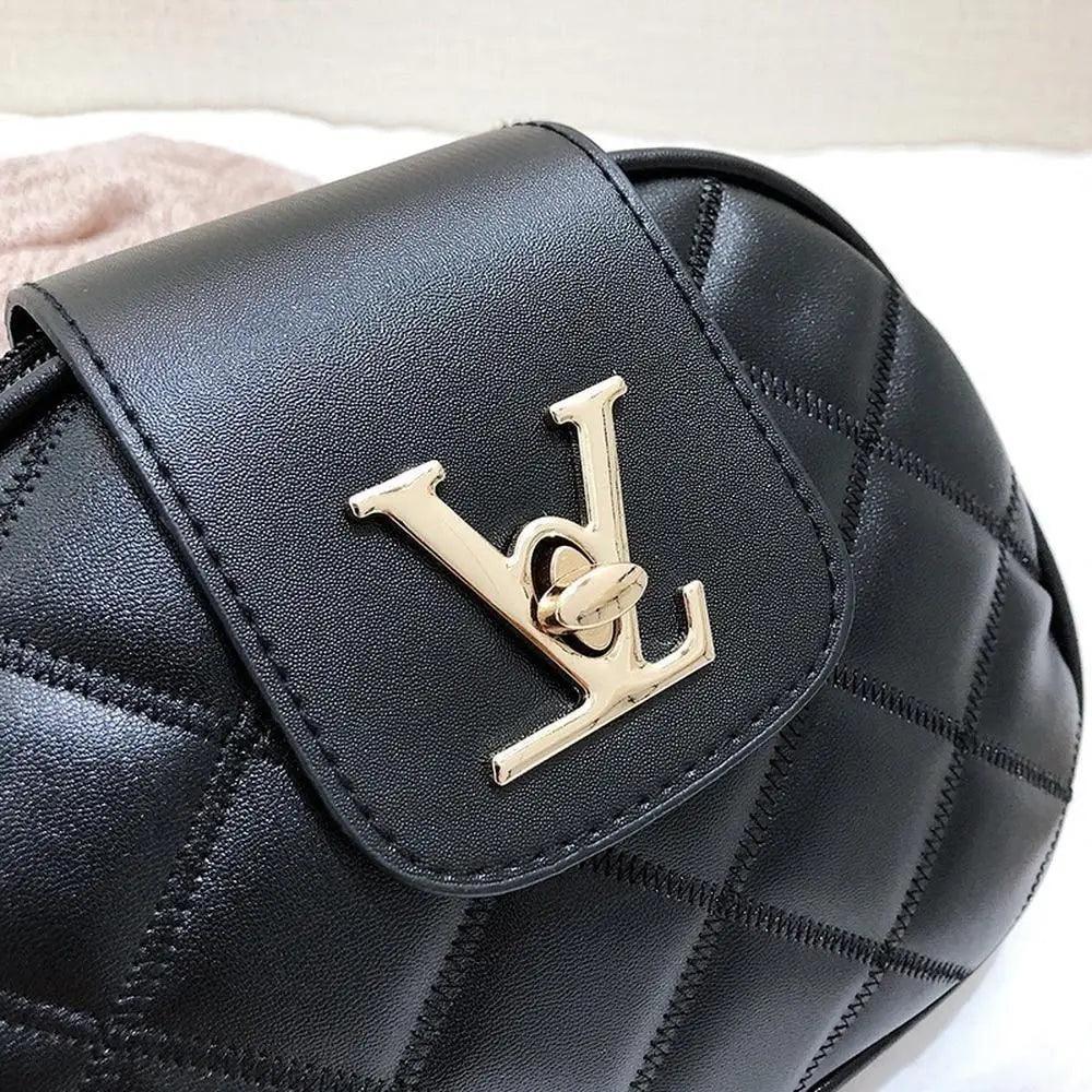 Black Designer Style Shoulder Crossbody Bag with Lock Closure