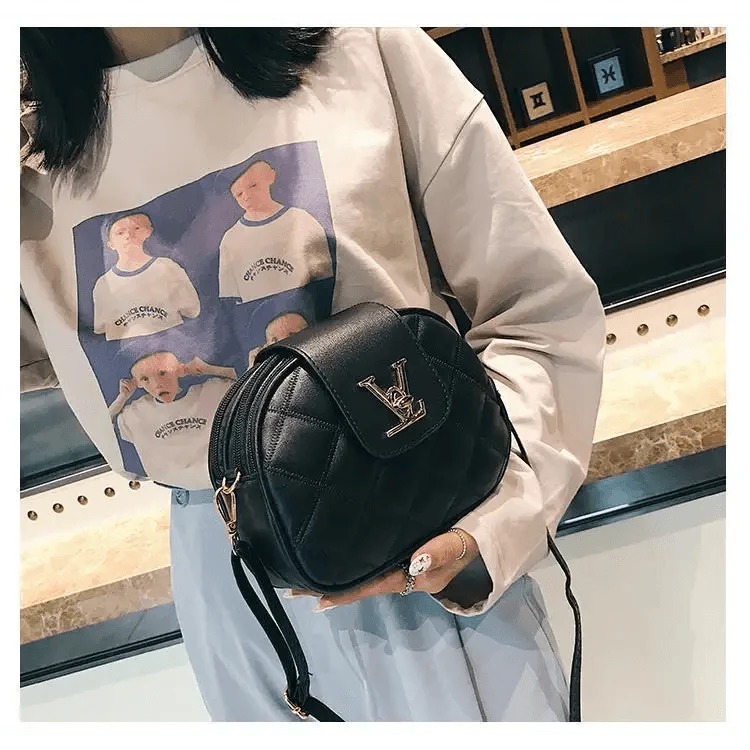 Black Designer Style Shoulder Crossbody Bag with Lock Closure