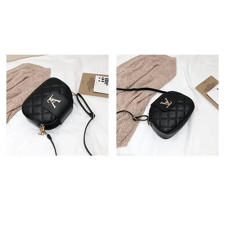 Black Designer Style Shoulder Crossbody Bag with Lock Closure
