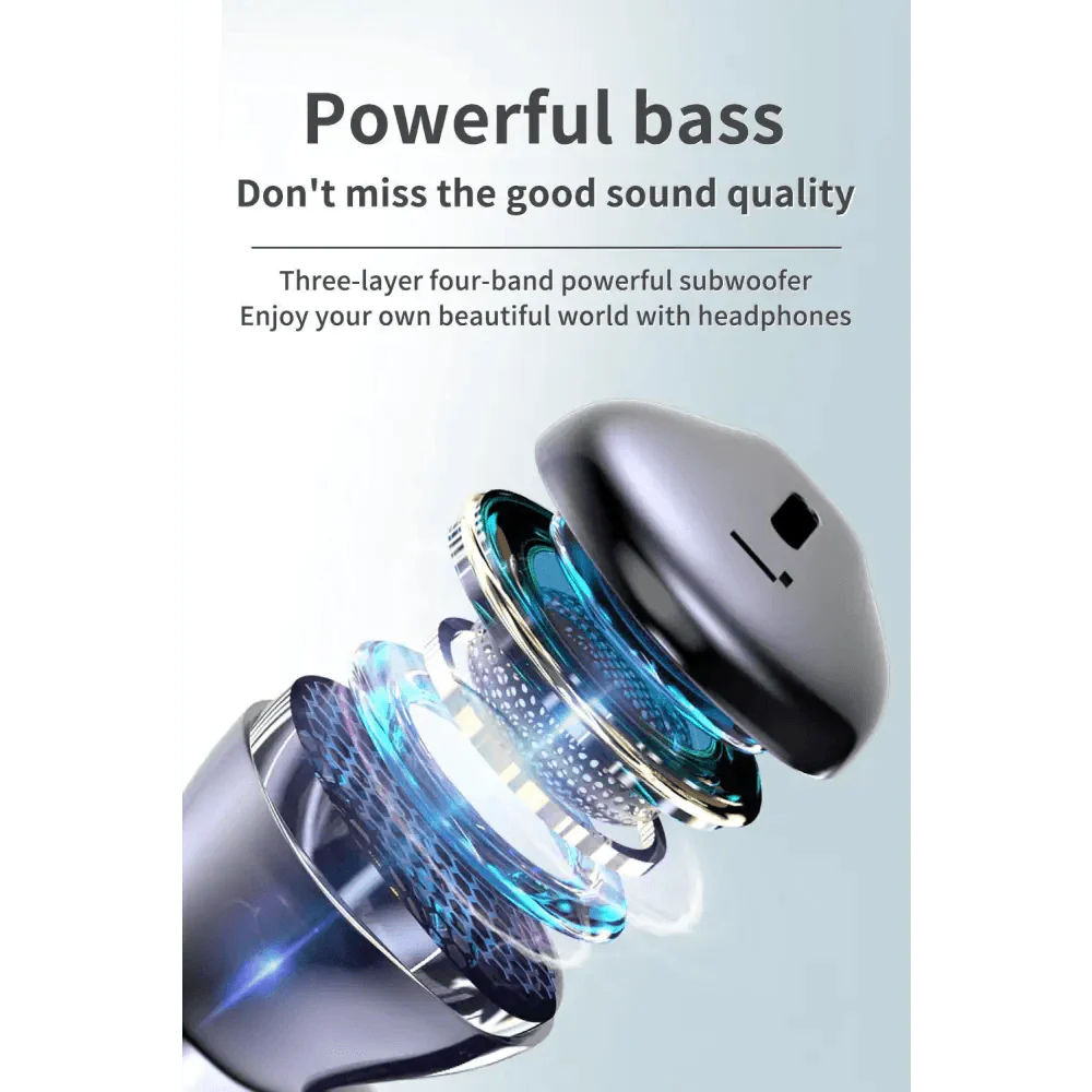 Black Wireless Bluetooth 5.2 Bass Earbuds with Touch Control