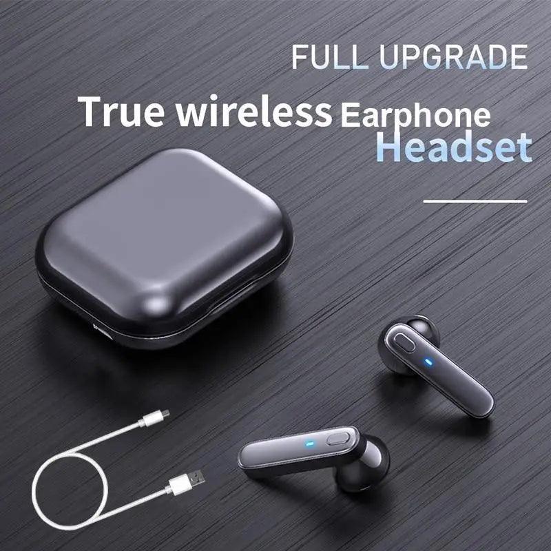 Black Wireless Bluetooth 5.2 Bass Earbuds with Touch Control