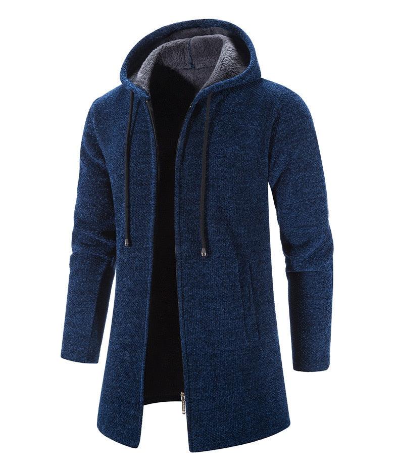 Black Men's Hooded Winter Windbreaker Heavyweight Autumn Jacket