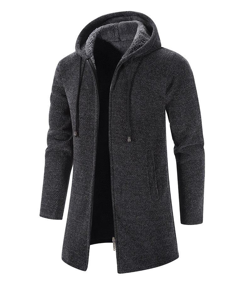 Black Men's Hooded Winter Windbreaker Heavyweight Autumn Jacket