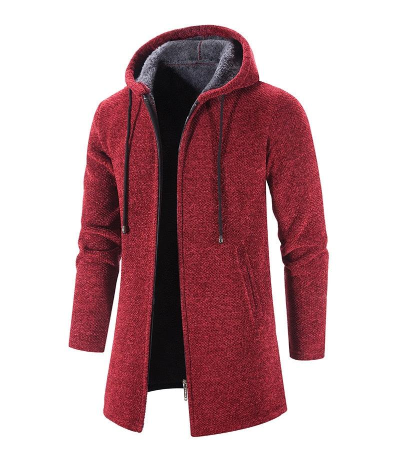 Black Men's Hooded Winter Windbreaker Heavyweight Autumn Jacket