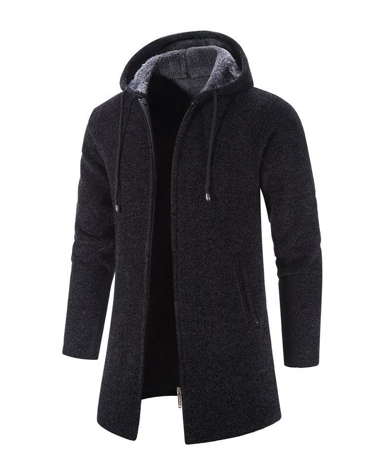Black Men's Hooded Winter Windbreaker Heavyweight Autumn Jacket
