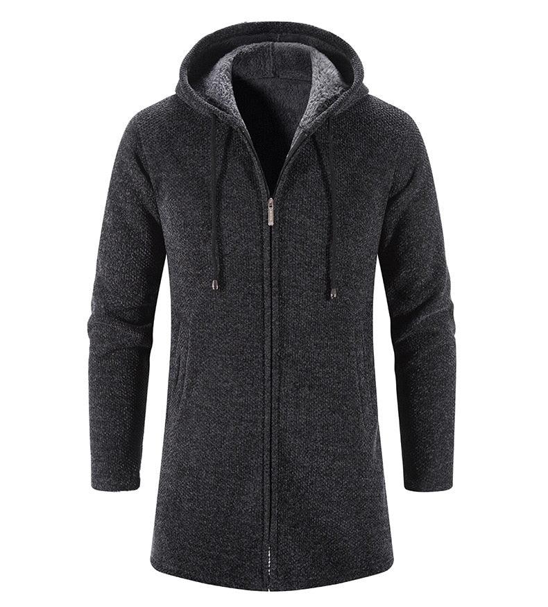 Black Men's Hooded Winter Windbreaker Heavyweight Autumn Jacket