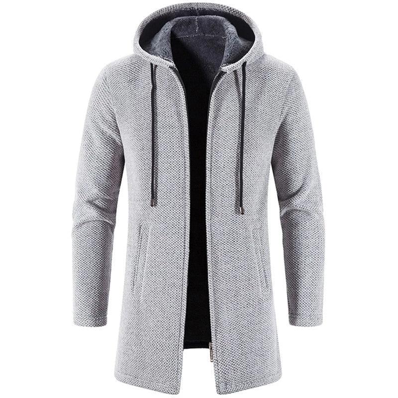 Black Men's Hooded Winter Windbreaker Heavyweight Autumn Jacket