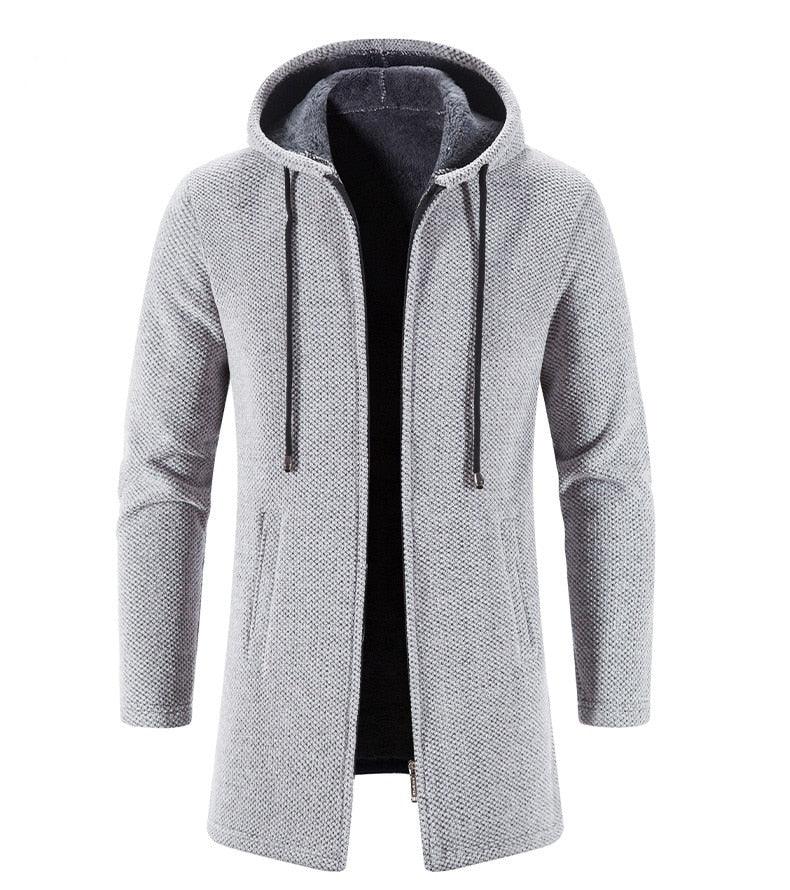 Black Men's Hooded Winter Windbreaker Heavyweight Autumn Jacket
