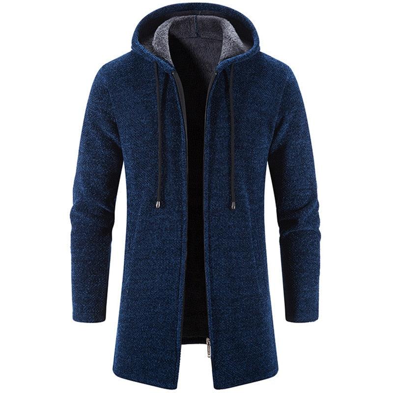 Black Men's Hooded Winter Windbreaker Heavyweight Autumn Jacket