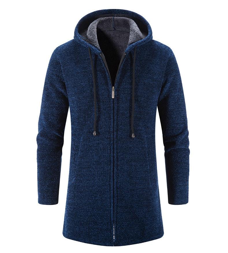 Black Men's Hooded Winter Windbreaker Heavyweight Autumn Jacket