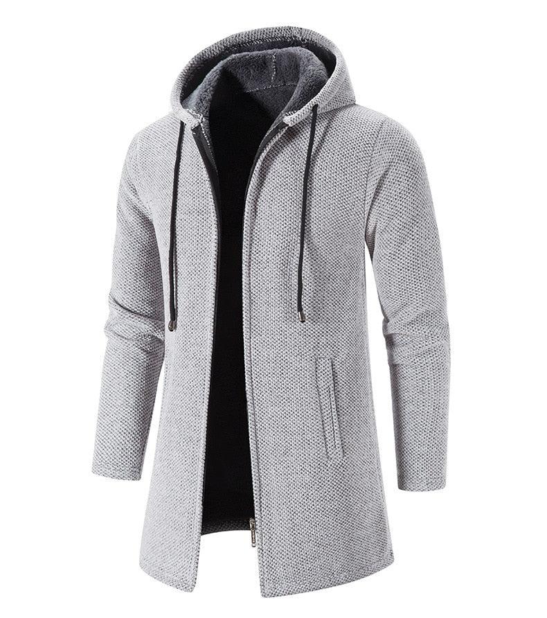 Black Men's Hooded Winter Windbreaker Heavyweight Autumn Jacket