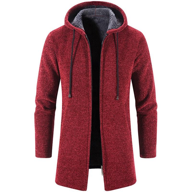 Black Men's Hooded Winter Windbreaker Heavyweight Autumn Jacket