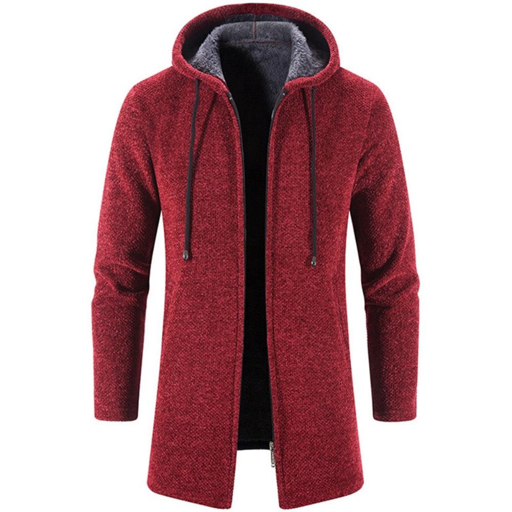 Black Men's Hooded Winter Windbreaker Heavyweight Autumn Jacket