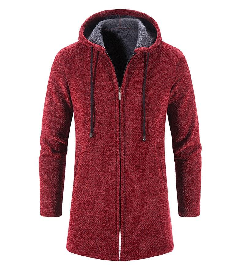 Black Men's Hooded Winter Windbreaker Heavyweight Autumn Jacket