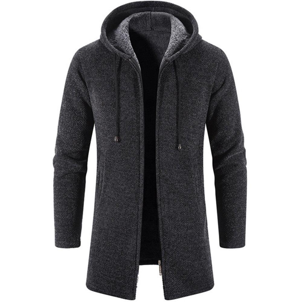 Black Men's Hooded Winter Windbreaker Heavyweight Autumn Jacket