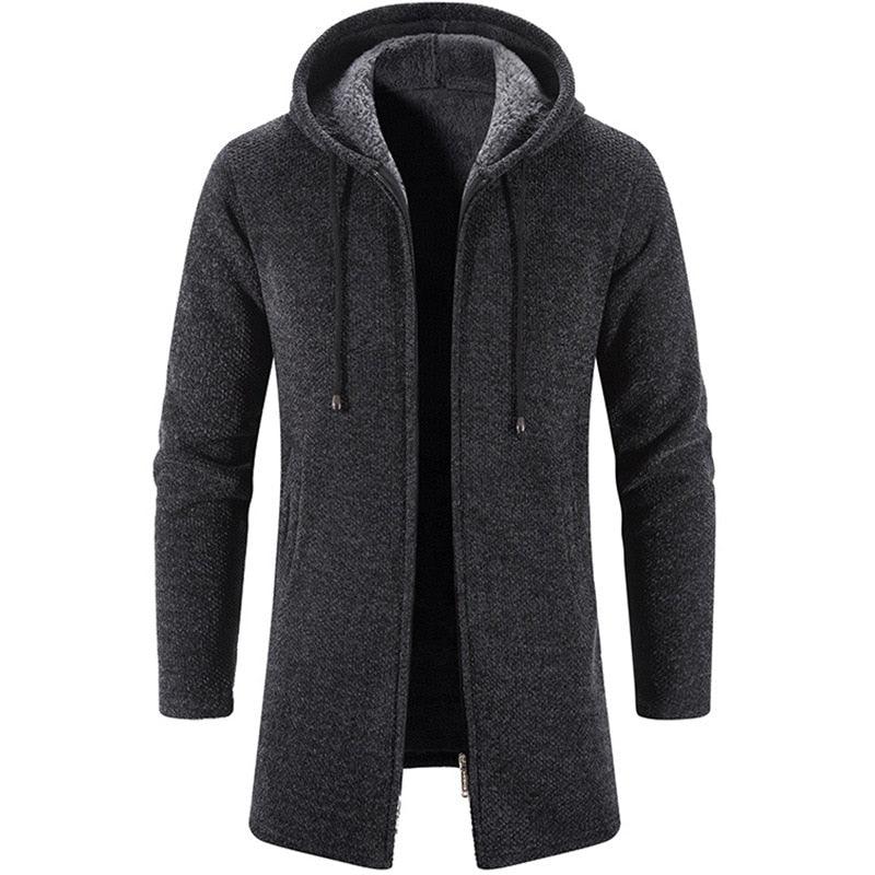 Black Men's Hooded Winter Windbreaker Heavyweight Autumn Jacket