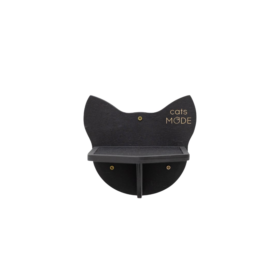 Minimalist Wooden Cat Wall Step - Durable Black Climbing Shelf
