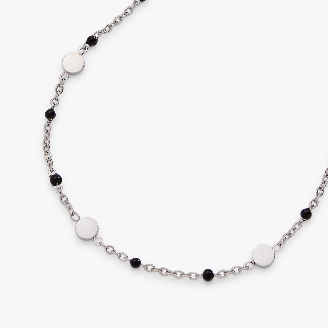 Black Enameled Coin Station Anklet in Gold Plated Chain