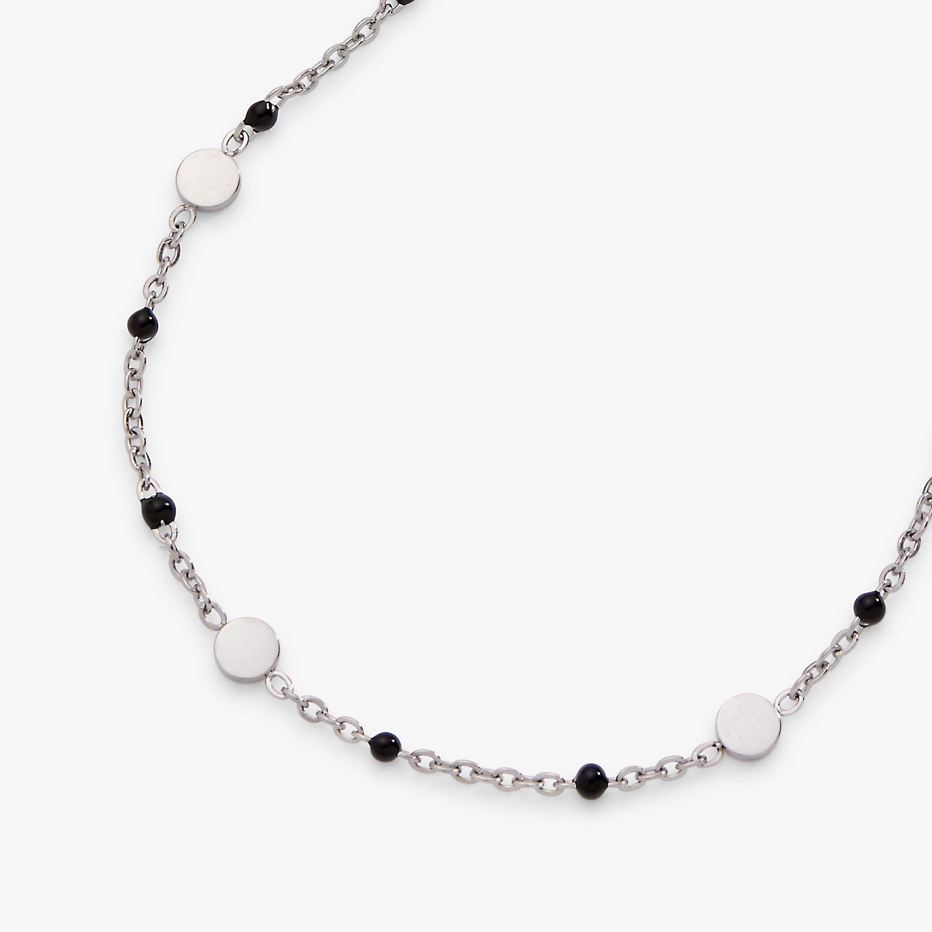 Black Enameled Coin Station Anklet in Gold Plated Chain