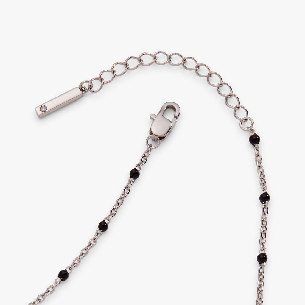 Black Enameled Coin Station Anklet in Gold Plated Chain