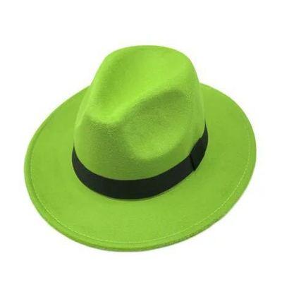 Classic Black Wide Brim Fedora Hat Unisex Retro Winter Felt Hat