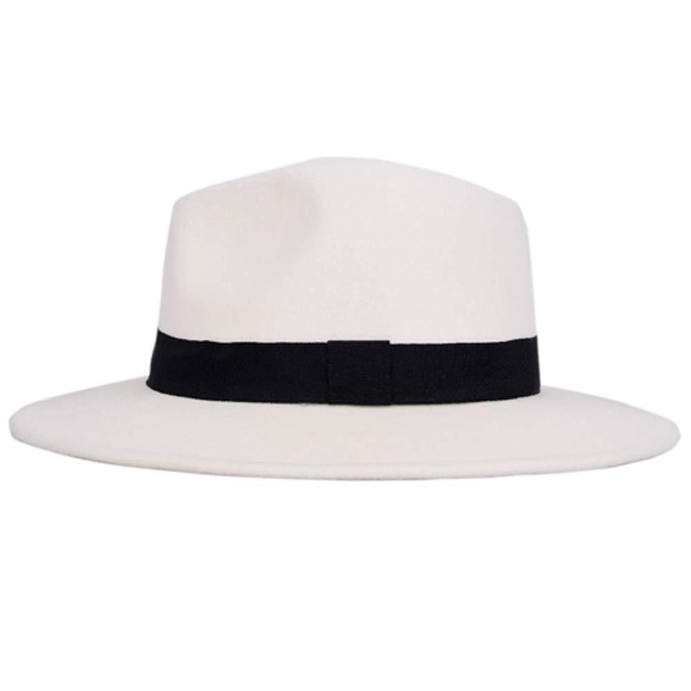 Classic Black Wide Brim Fedora Hat Unisex Retro Winter Felt Hat