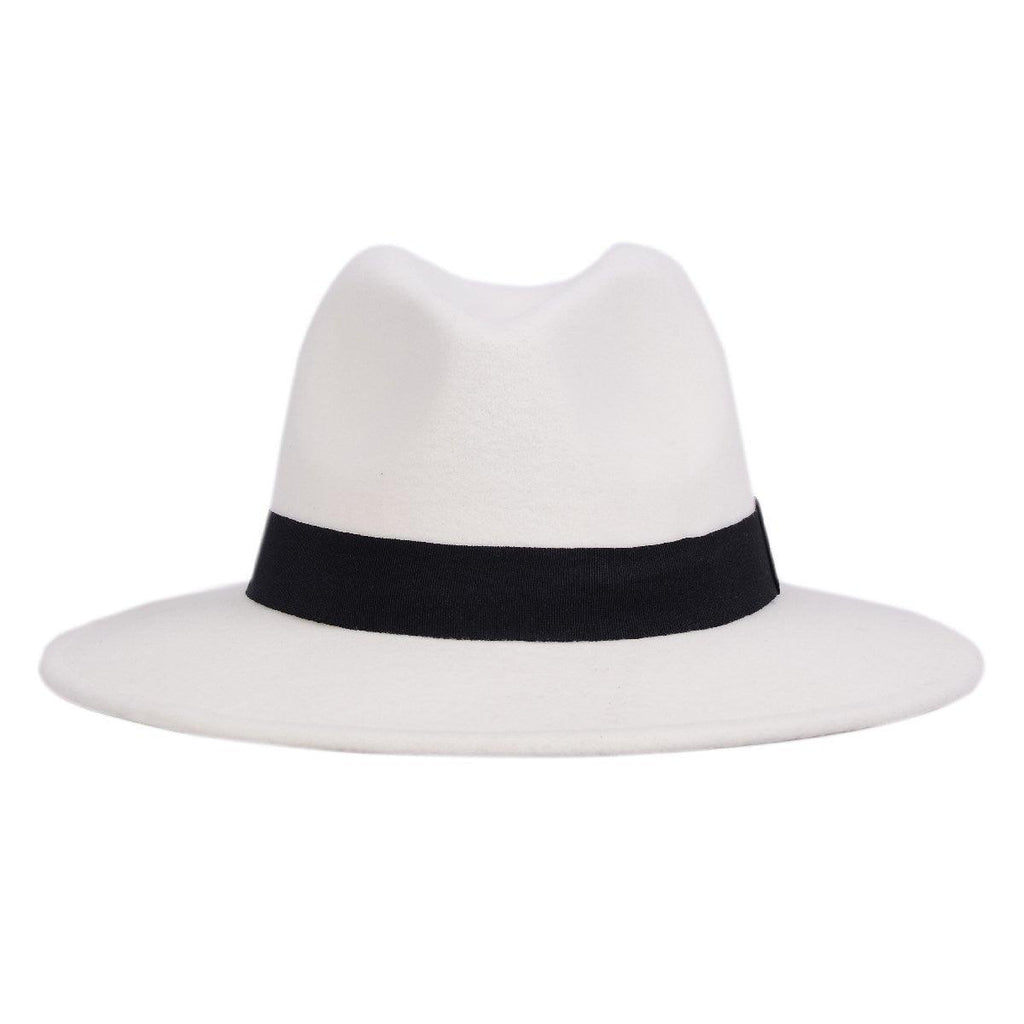 Classic Black Wide Brim Fedora Hat Unisex Retro Winter Felt Hat