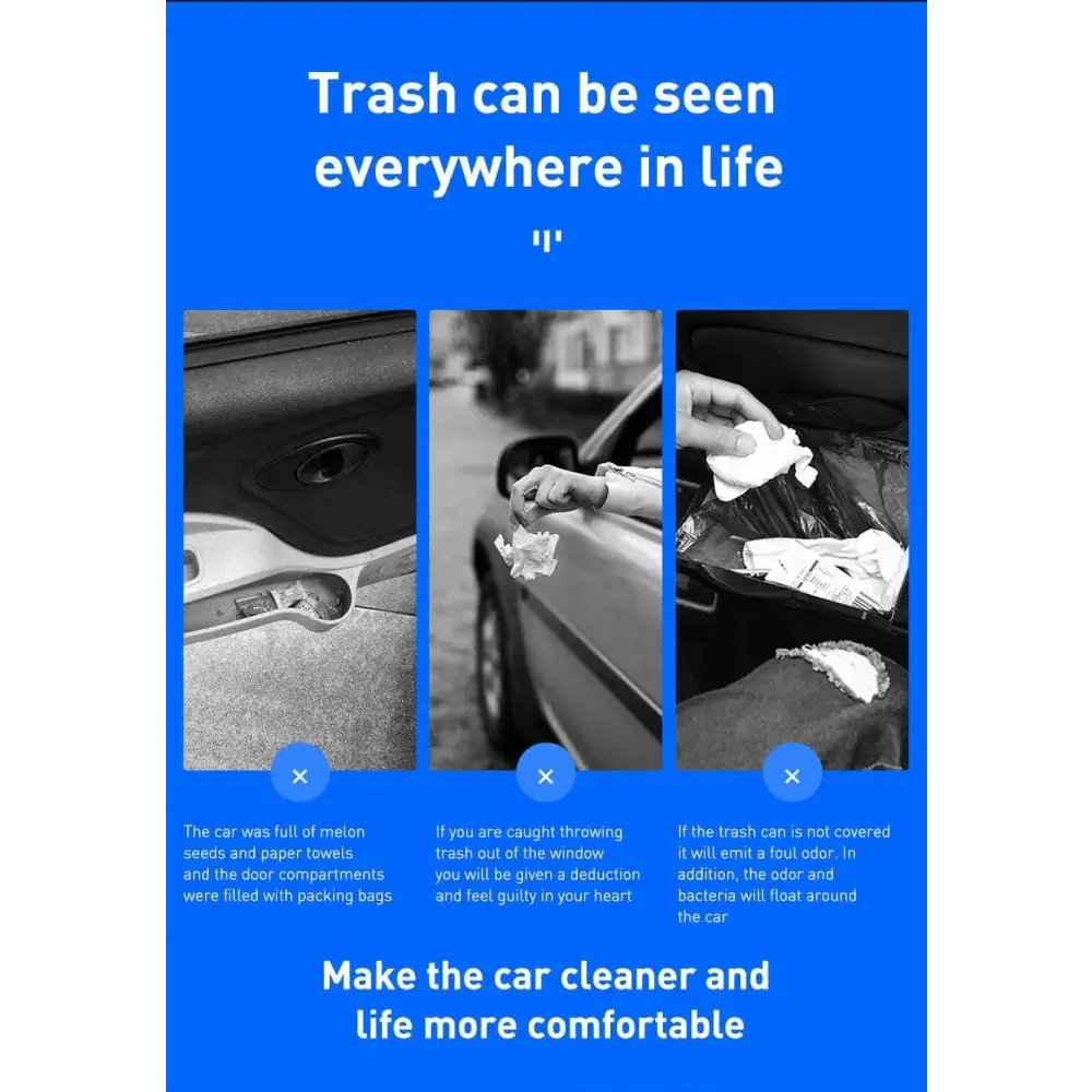 Compact Black Car Trash Bin – Durable Plastic Vehicle Organizer