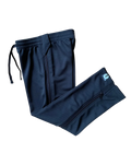 A pair of black heavyweight adaptive youth pants with full-length side zippers displayed against a white background.