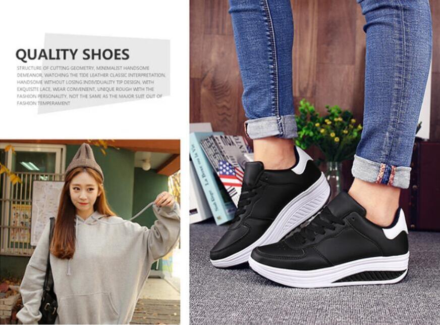 Women's Classic Leather Platform Sneakers Comfortable Lace-up Shoes