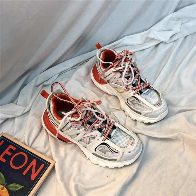 Black Women's Mesh Platform Sneakers Elegant Casual Shoes