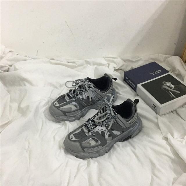 Black Women's Mesh Platform Sneakers Elegant Casual Shoes