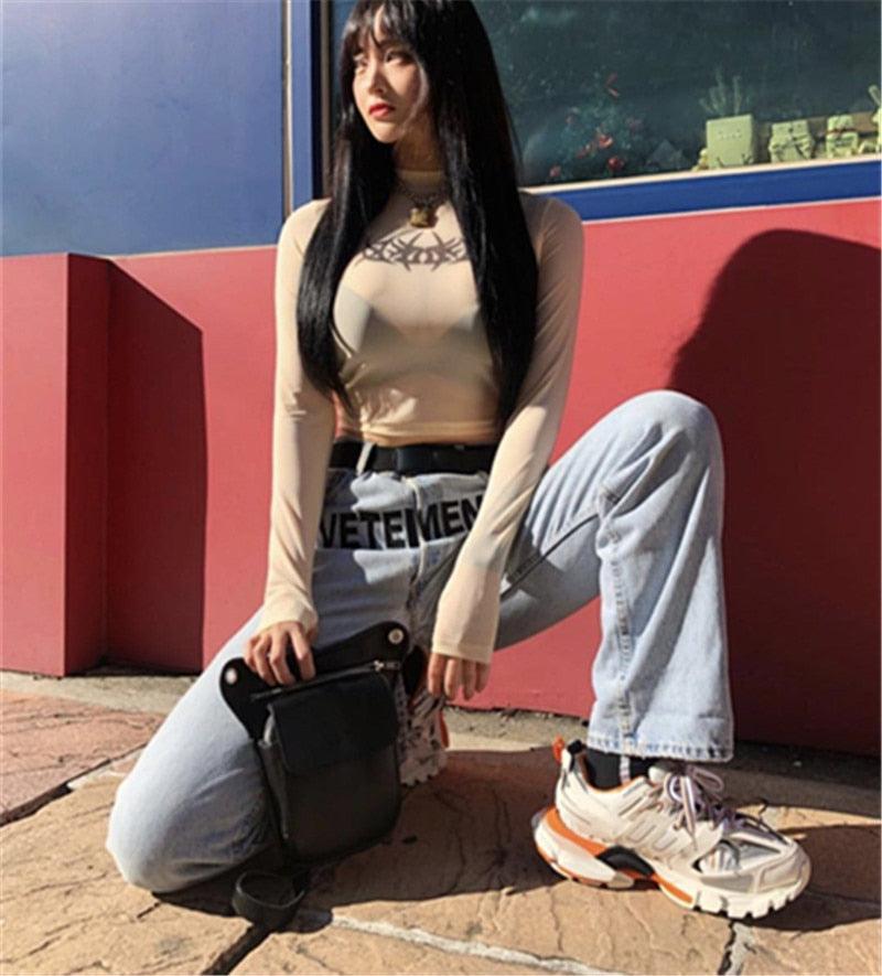 Black Women's Mesh Platform Sneakers Elegant Casual Shoes