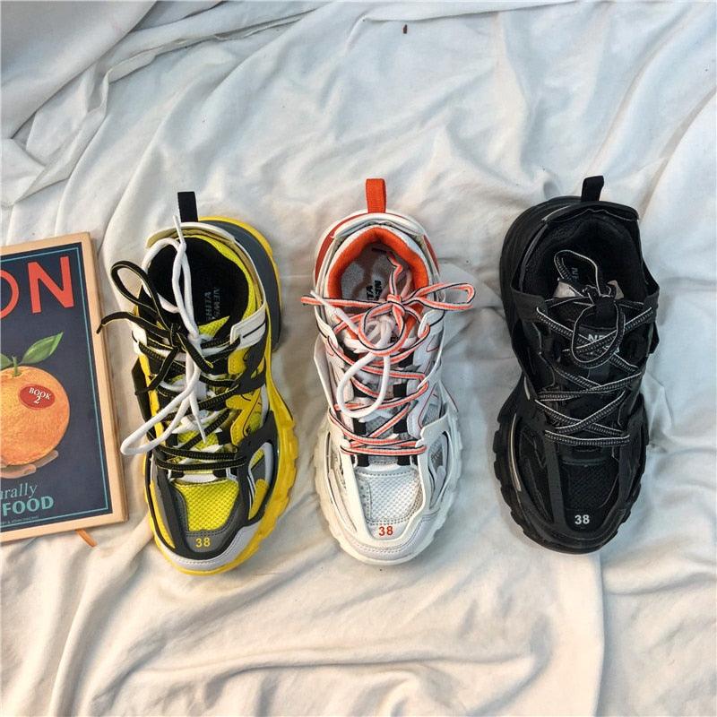 Black Women's Mesh Platform Sneakers Elegant Casual Shoes