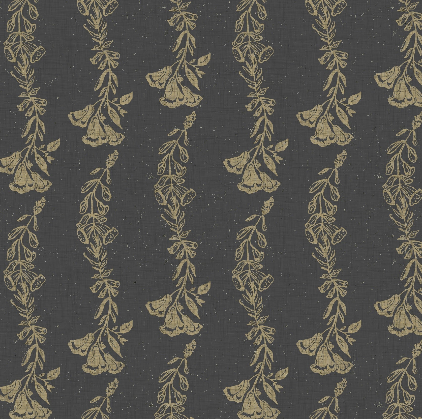 Ferguson Floral Removable Wallpaper in Charcoal, Gold & Blush
