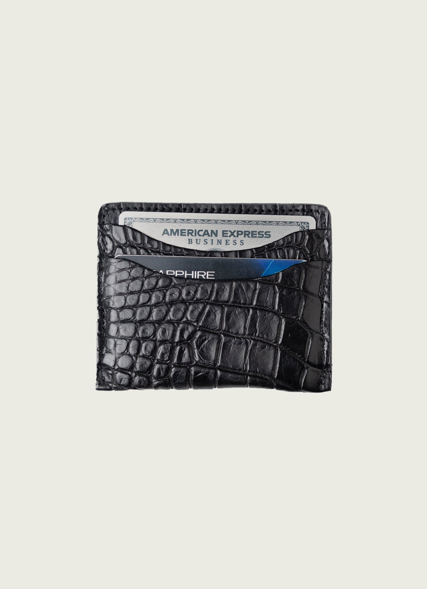 Crocodile Embossed Card Wallet - Tan/Black