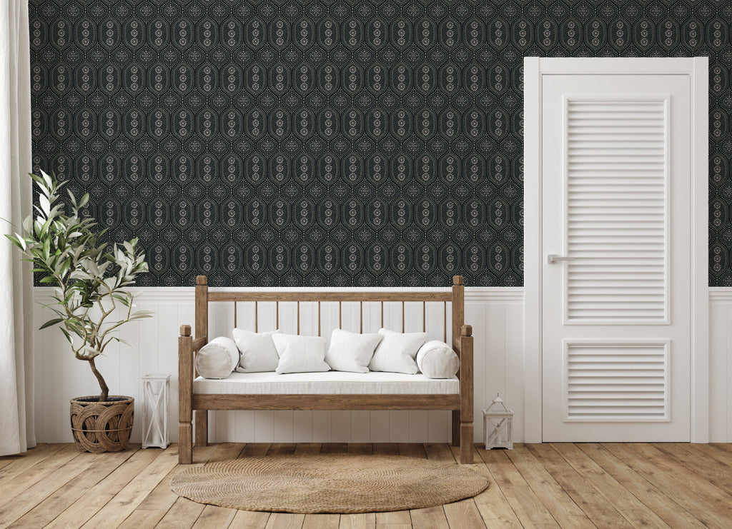 Holloway Geometric Wallpaper - Bohemian Off-White, Beige, and Taupe