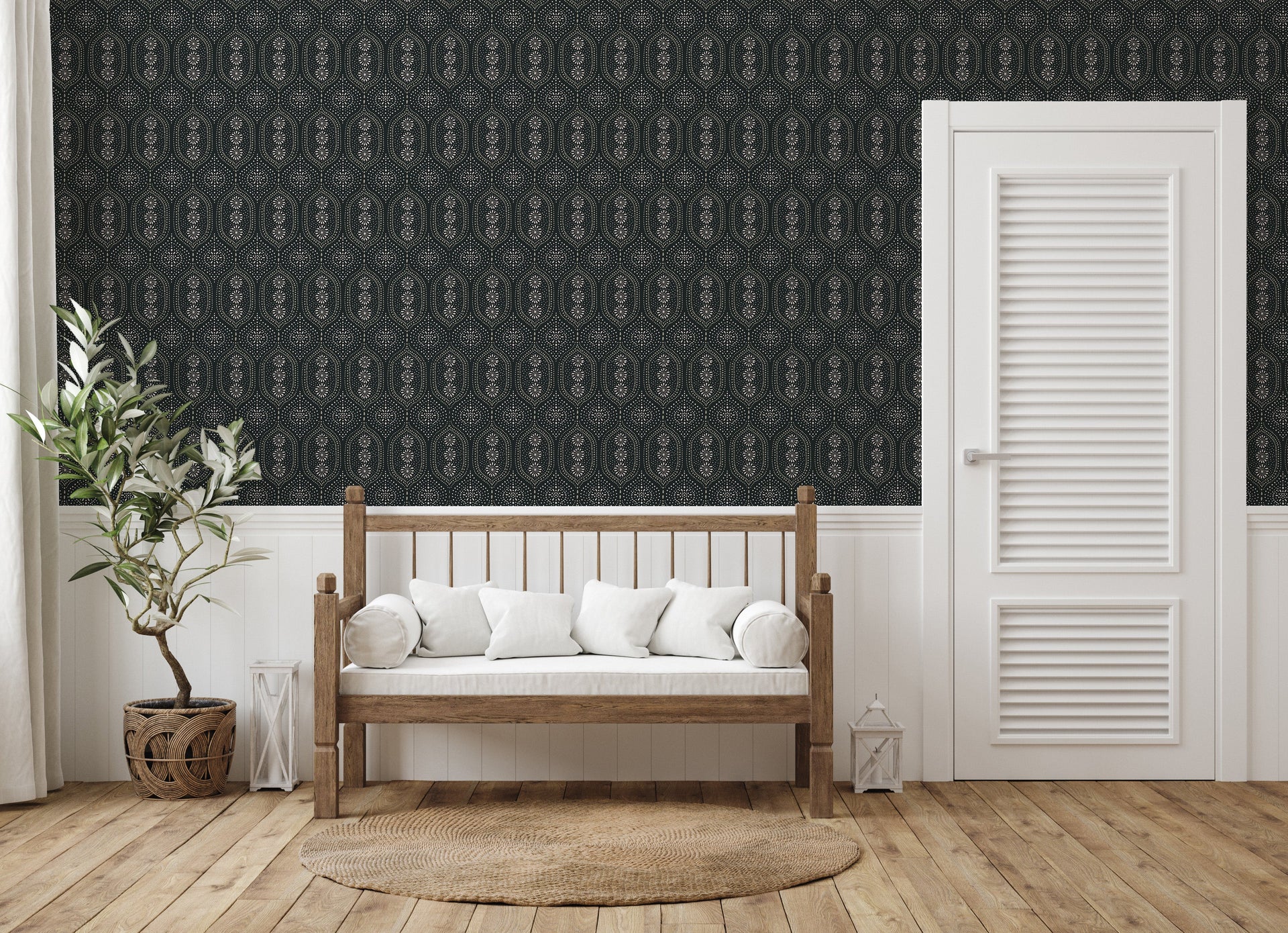 Holloway Geometric Wallpaper - Bohemian Off-White, Beige, and Taupe