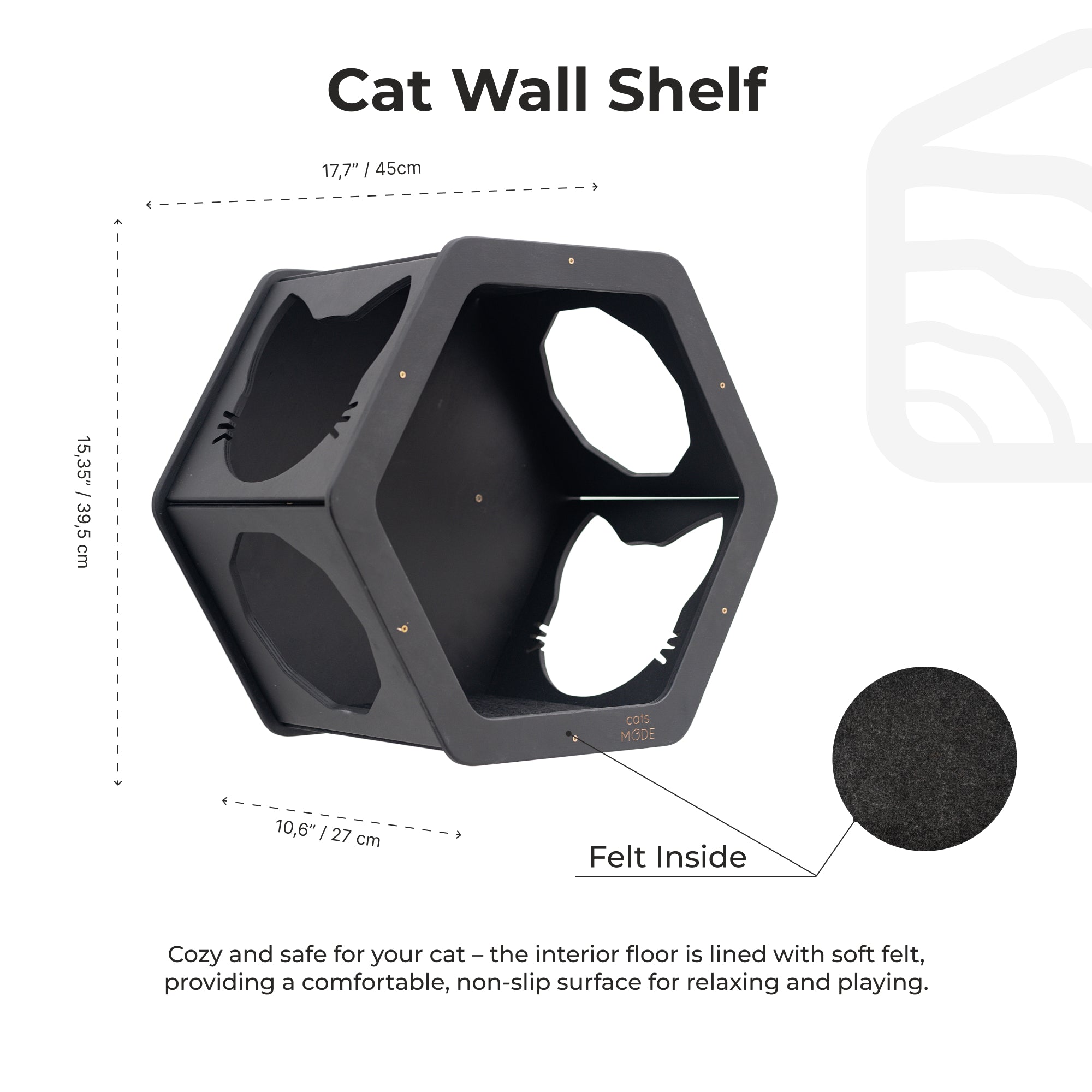 Black Wall Mounted Cat Shelves for Climbing and Exploration