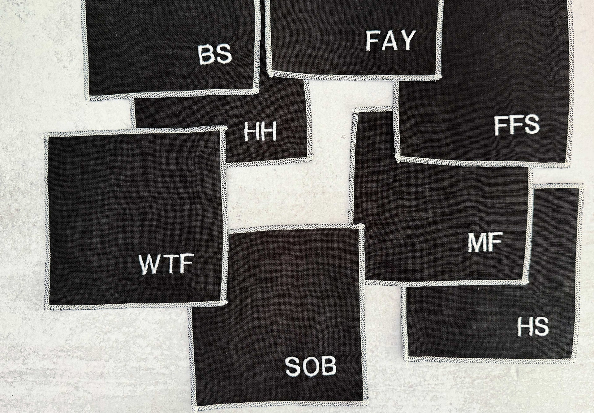 Sweary Cocktail Coasters in Black and White, set of eight