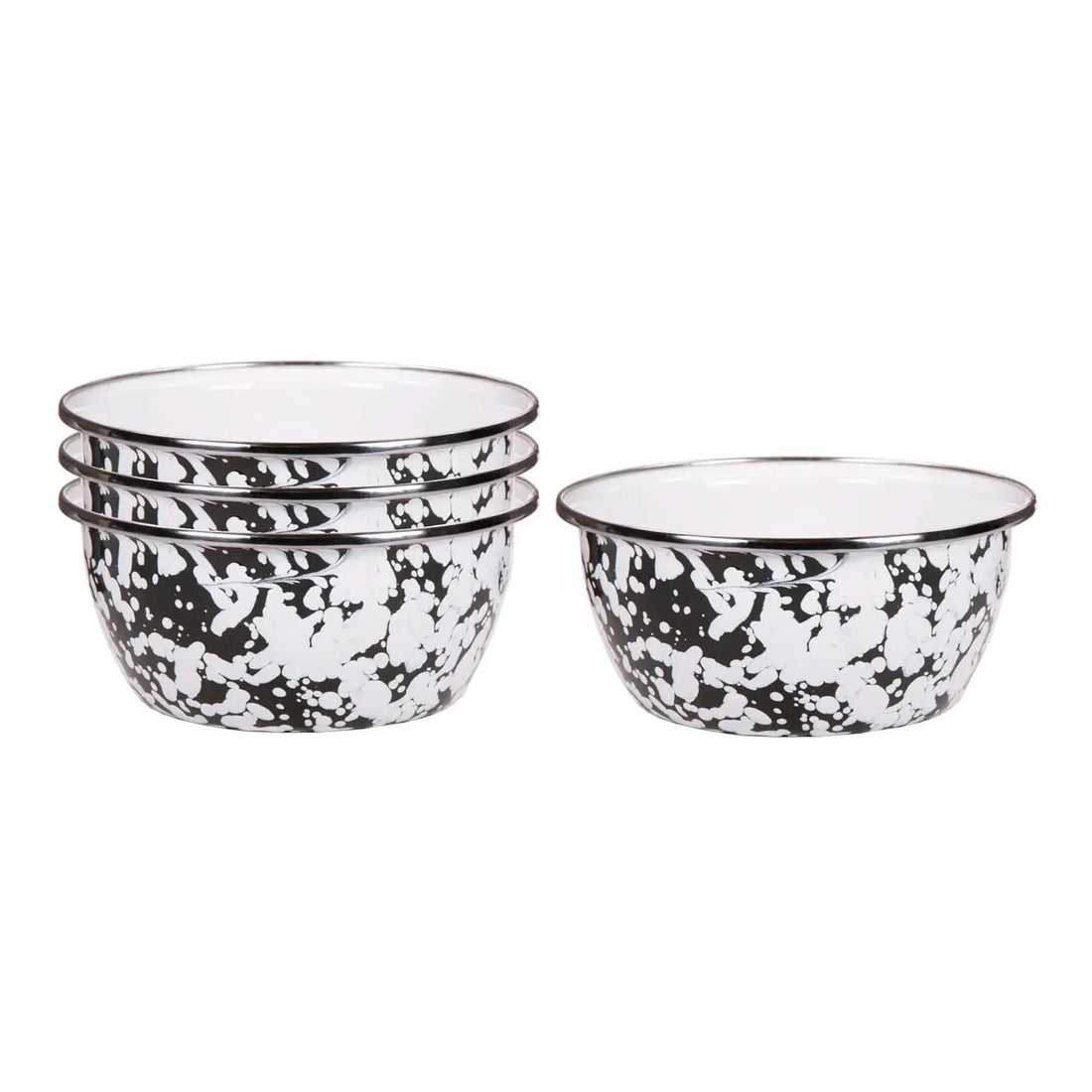 Aspen Grove Enamelware Salad Bowls - Rustic Set of 4
