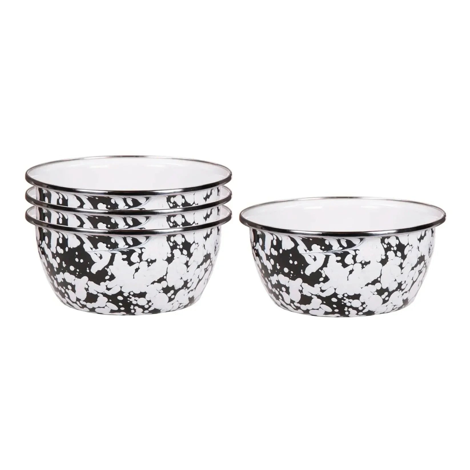 Aspen Grove Enamelware Salad Bowls - Rustic Set of 4
