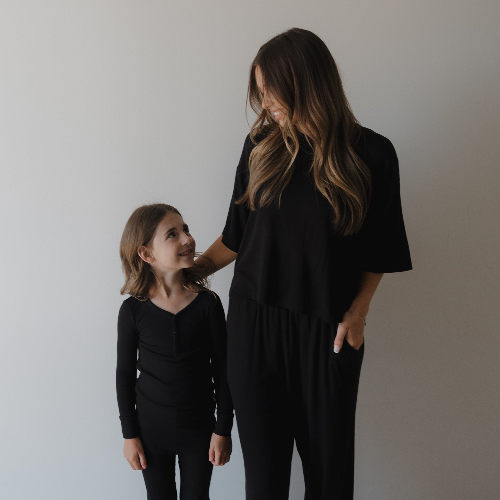 Women's Ribbed Black Boxy Tee Lounge Set