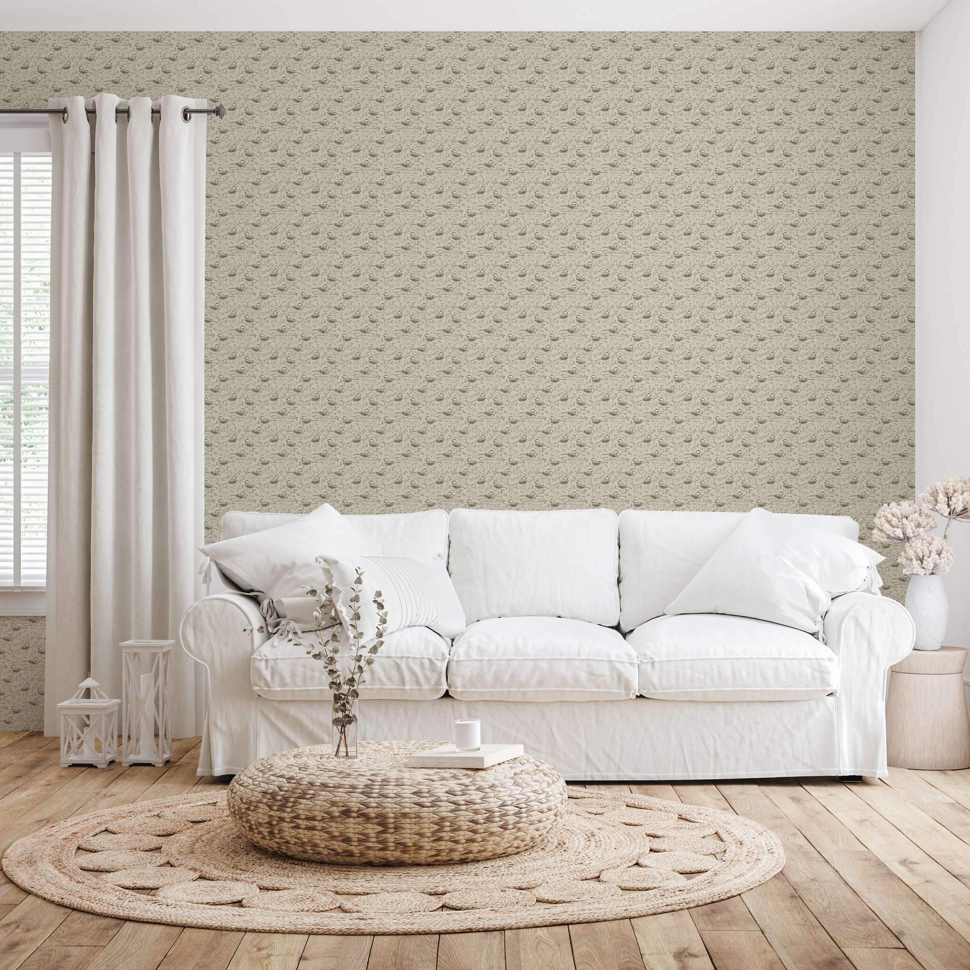 Blair Traditional Nature-Inspired Wallpaper in Burgundy and Beige